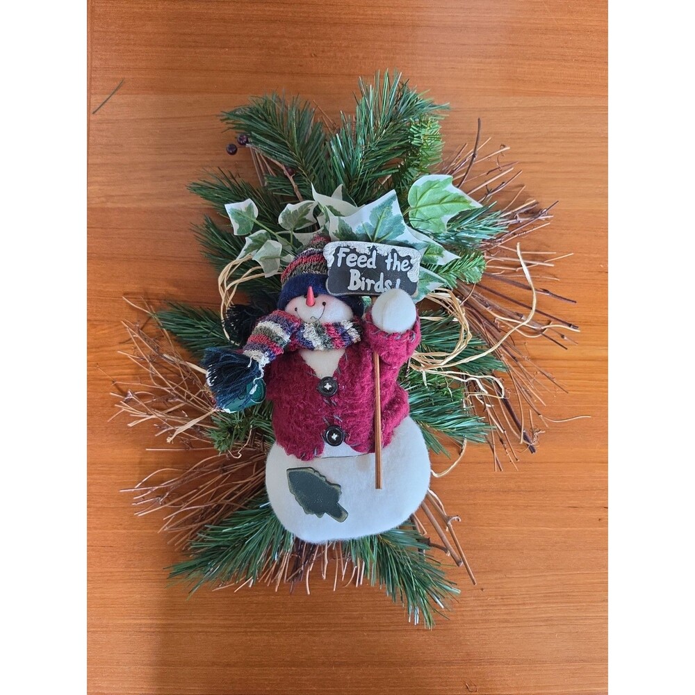 Vintage Snowman Feed The Birds Wall/Door Spray Decor